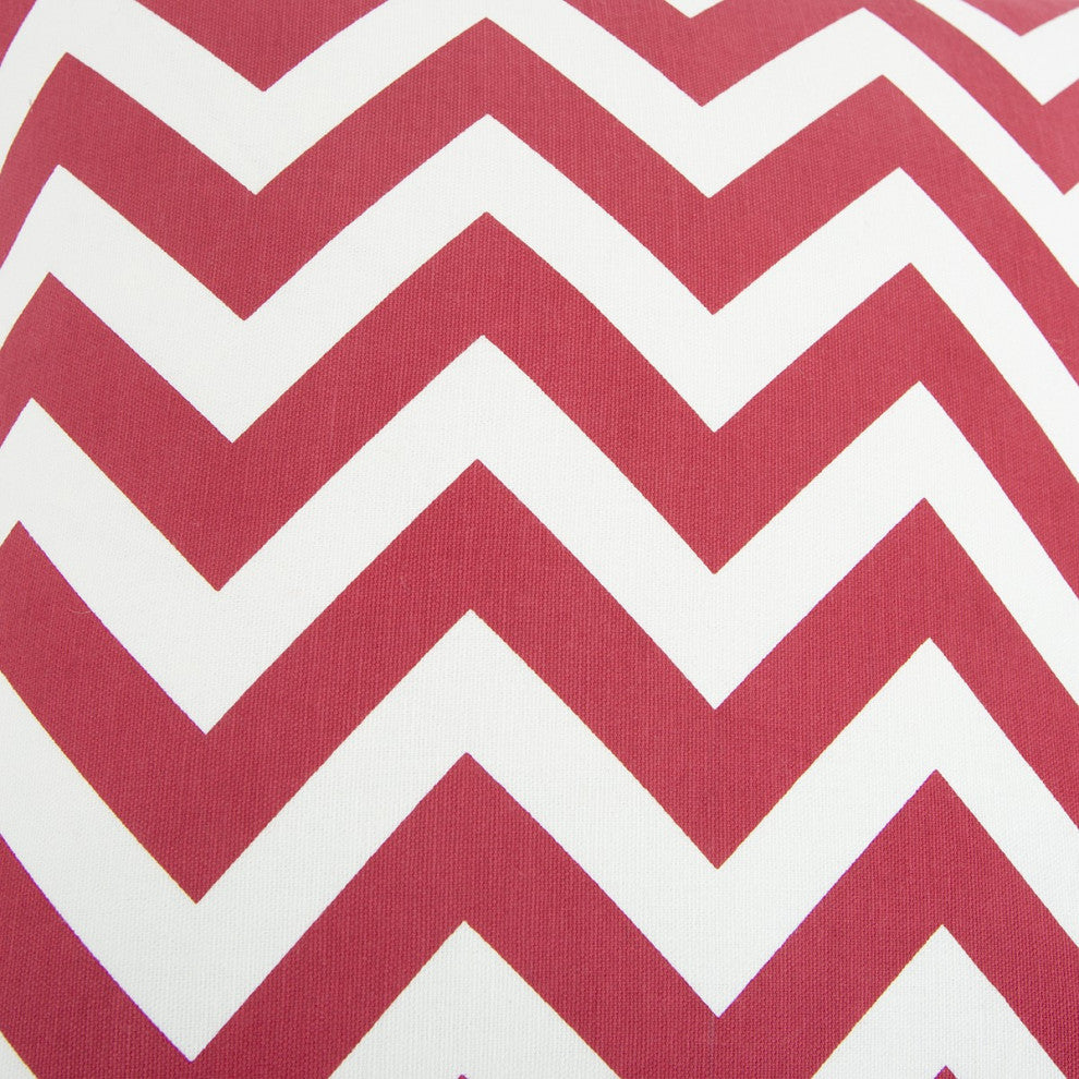 Red Ivory Chevron Down Filled Throw Pillow