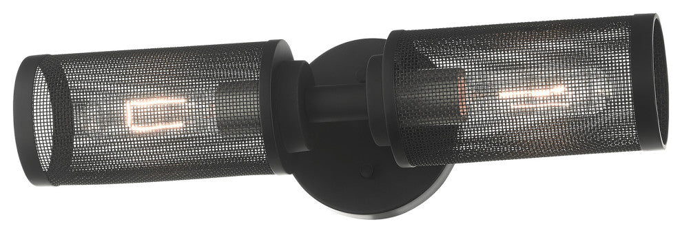 Livex Lighting Industro 2 Light Black With Brushed Nickel Accents Double Sconce