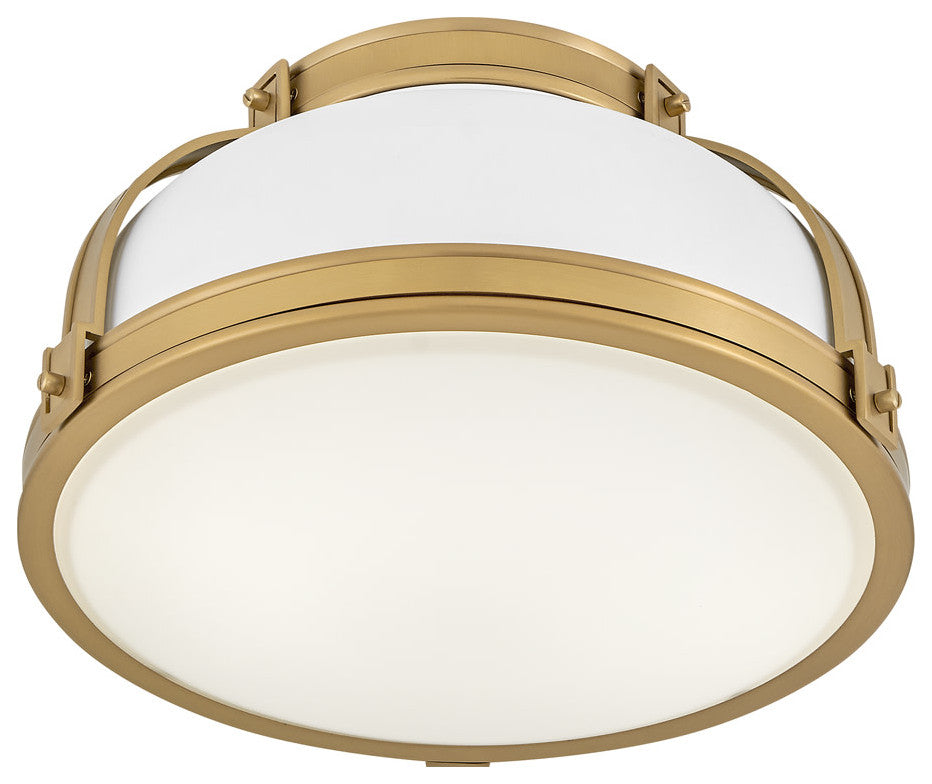 Hinkley Lighting 46351 Barton 2 Light 15"W Flush Mount Ceiling - White / Brass