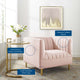 Tufted Armchair Accent Chair, Velvet, Pink, Modern, Living Lounge Hospitality
