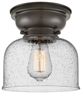 Large Bell 1-Light Flush Mount, Oil Rubbed Bronze, Seedy