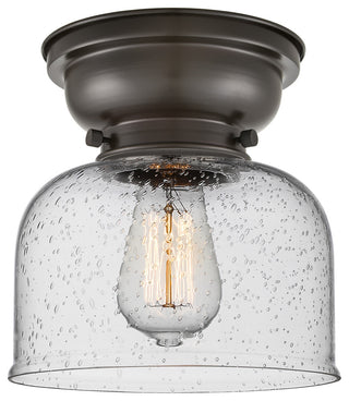 Large Bell 1-Light Flush Mount, Oil Rubbed Bronze, Seedy