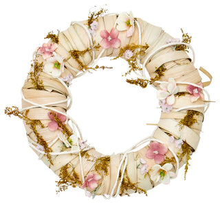 11" Dried Leaves And Spring Flowers Wreath