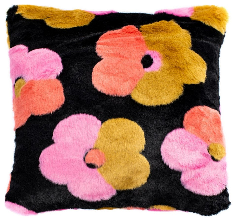 Safavieh Flower Child Faux Fur Pillow Multi 20" X 20"