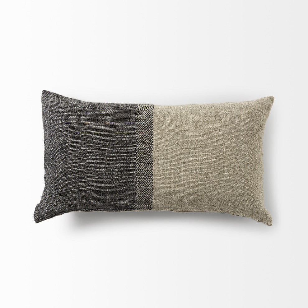 Black and Gray Two Tone Lumbar Pillow Cover