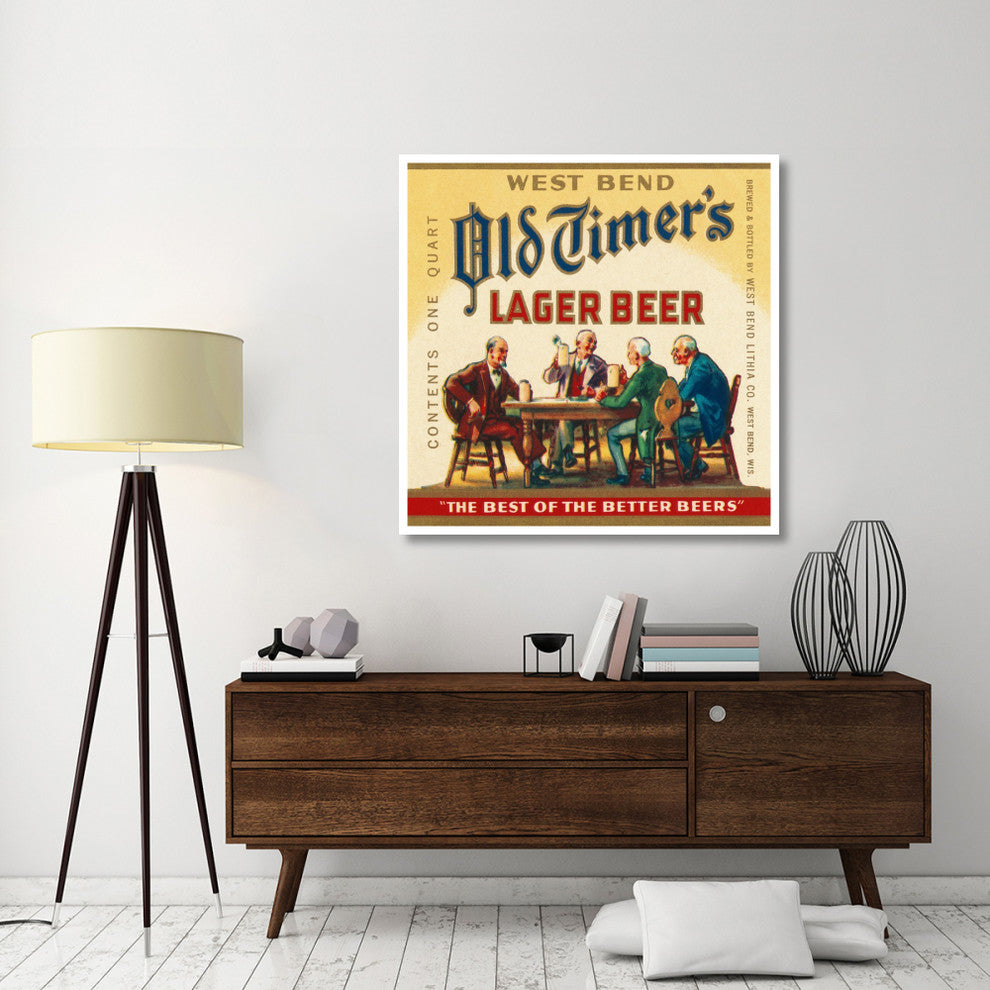 "West Bend Old Timer's Lager Beer" Print by Vintage Booze Labels, 46"x46"