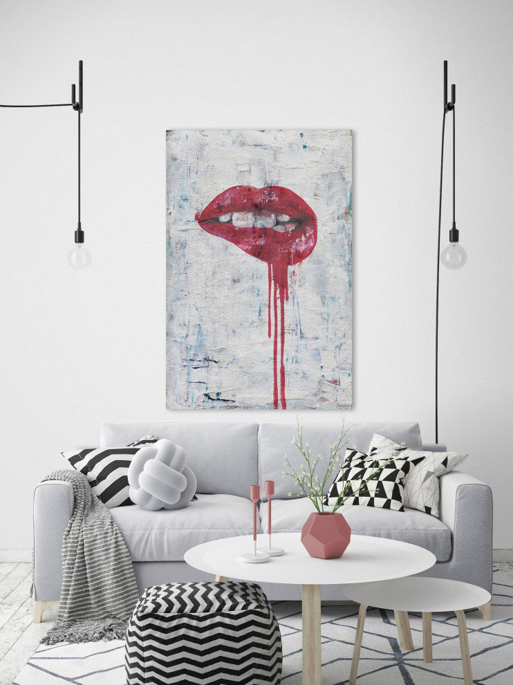 "Tainted Lips" Painting Print on Wrapped Canvas, 24"x36"