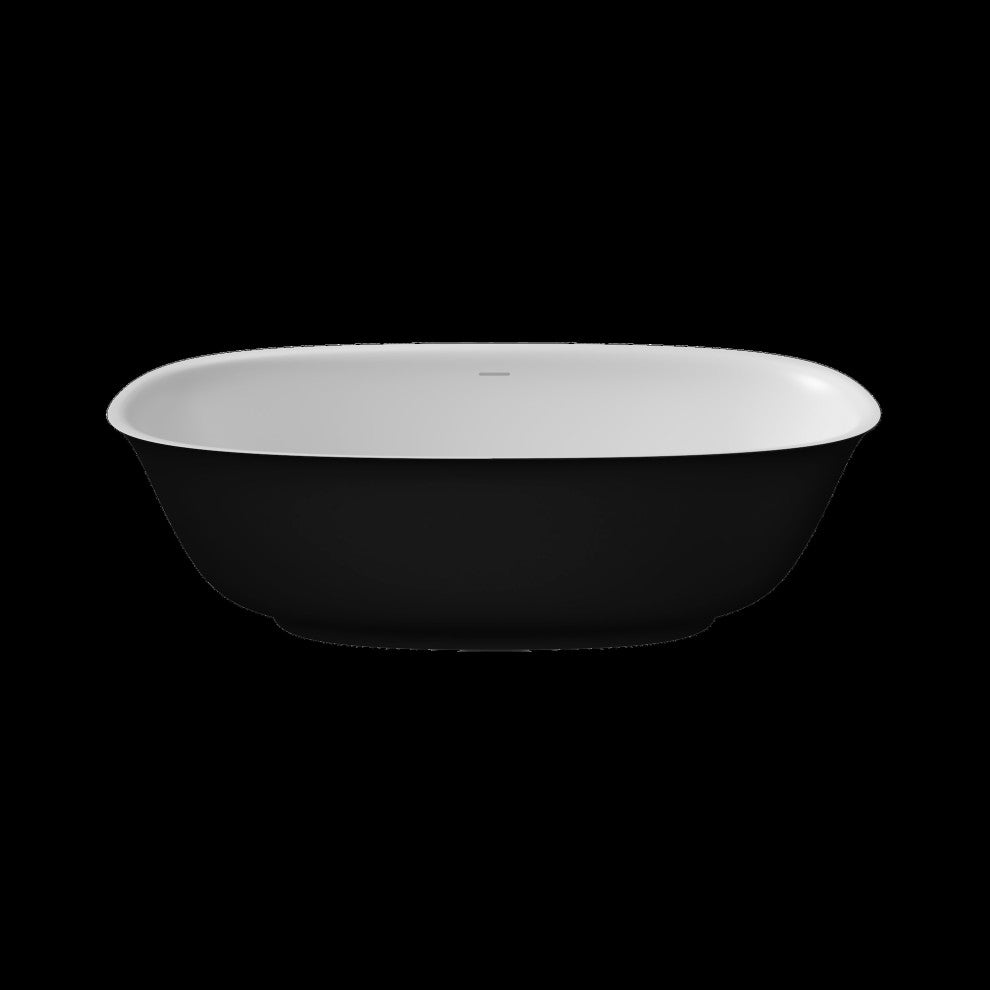 Perlato Ravenna 67" Eco-Lapistone Freestanding Soaker Tub, Matte Black Exterior