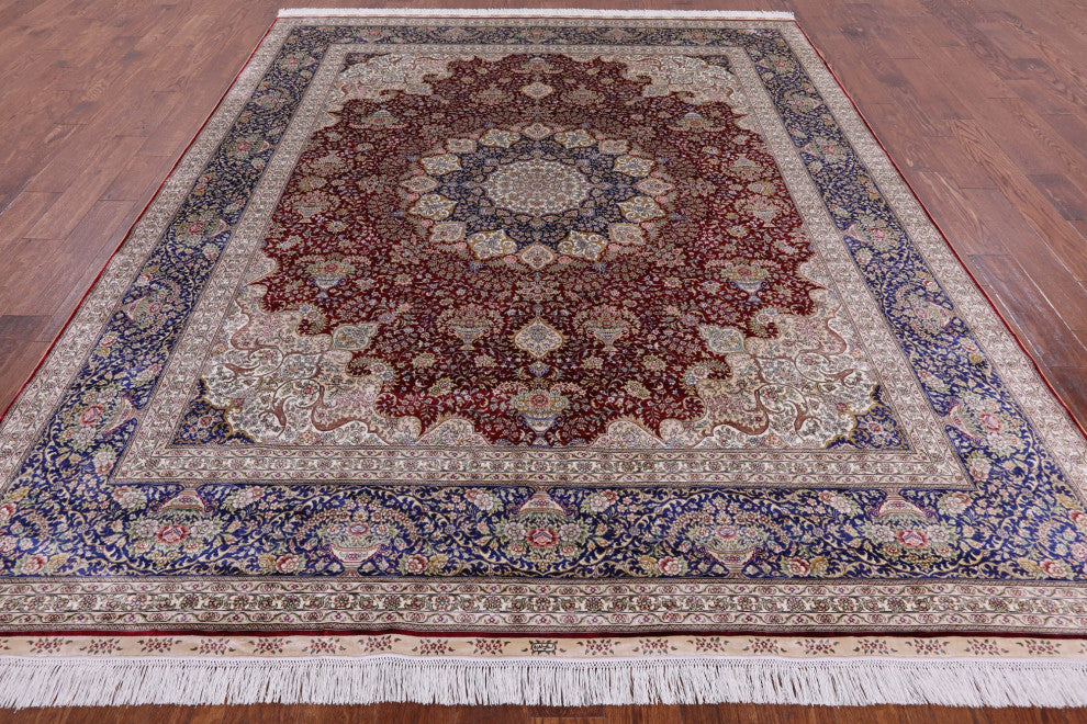 High End Persian 100% Silk Hand Knotted Rug 8' 0" X 10' 0'' Q4794