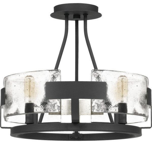 Quoizel STM1716BA Four Light Semi-Flush Mount, Royal Ebony Finish