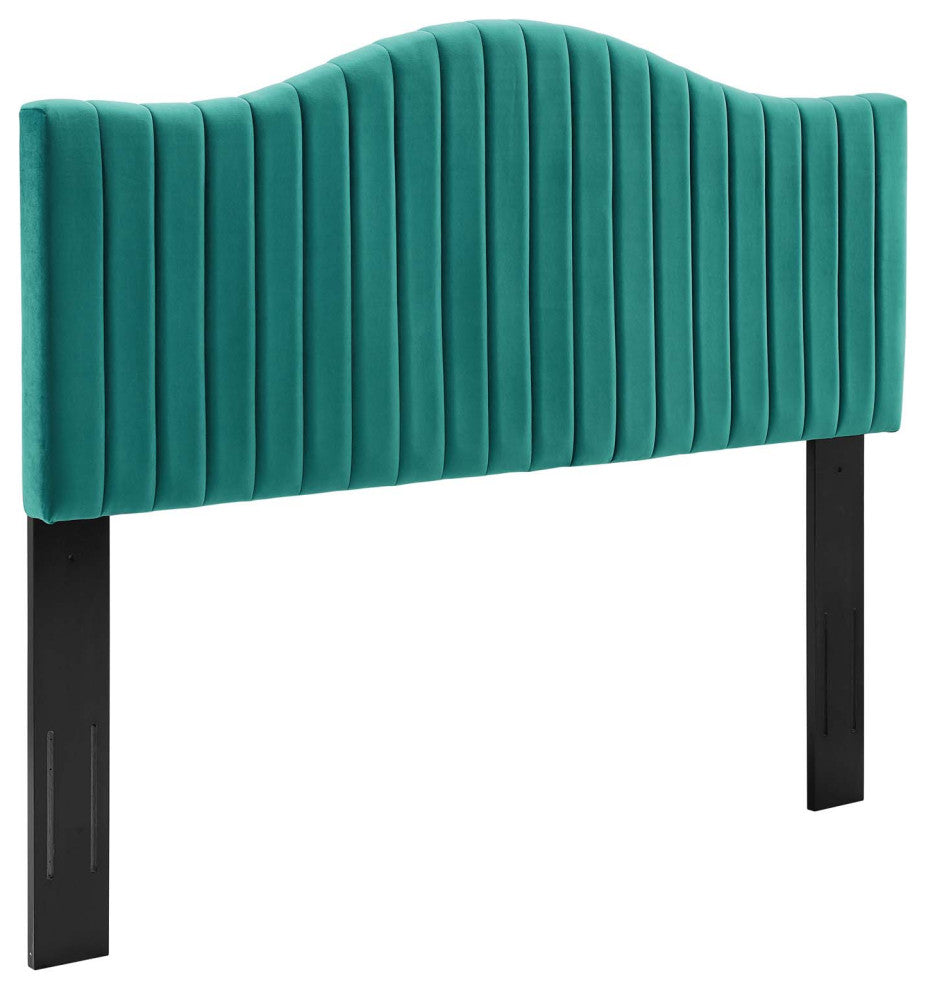 Brielle Channel Tufted Performance Velvet Twin Headboard, Teal