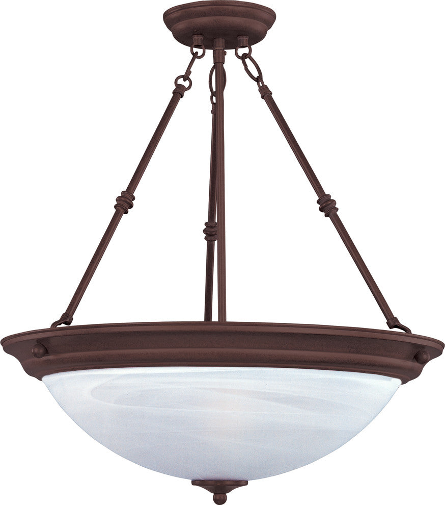 Essentials 3-Light Invert Bowl Pendant, Oil Rubbed Bronze, Marble