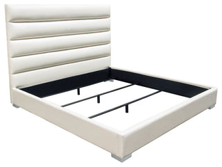 Bardot Channel Tufted Queen Bed, White Leatherette by Diamond Sofa