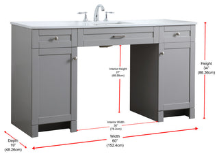 60" ADA Compliant Bathroom Vanity, Gray