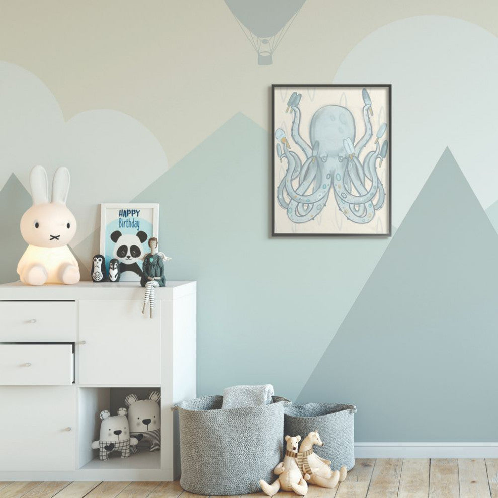 The Kids Room by Stupell Popsicle Octopus Ocean Sea Animal Blue Kids, 24 x 30