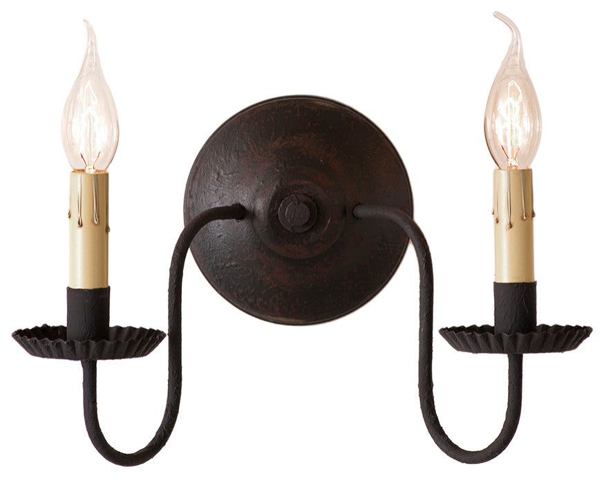 Ashford Wall Sconce in Black over Red 9 Inches High