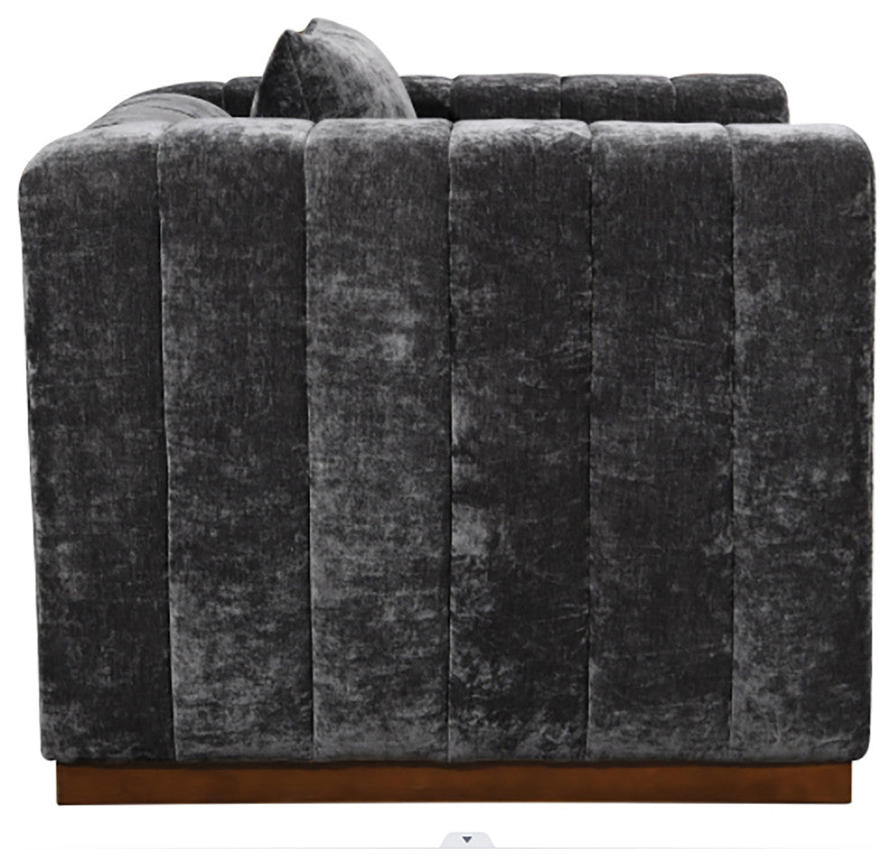 Upton Lounge Chair in Prism Black Multi-Weave Fabric with Toss Pillow