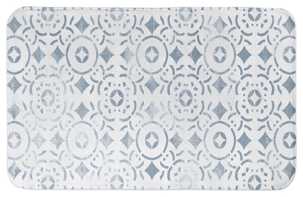 Distressed Blue Mosaic Tile 34x21 Bath Mat