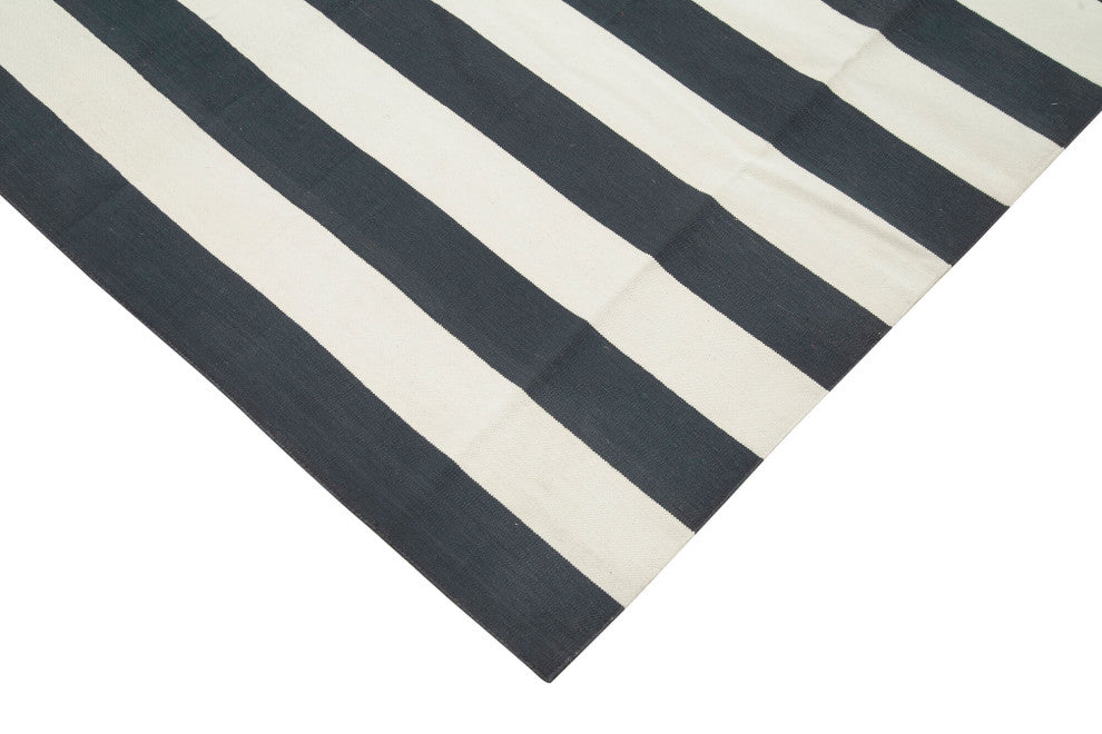 Rug N Carpet - Handmade Wool 10' 0'' x 14' 2'' Modern Design Dhurrie Kilim Rug