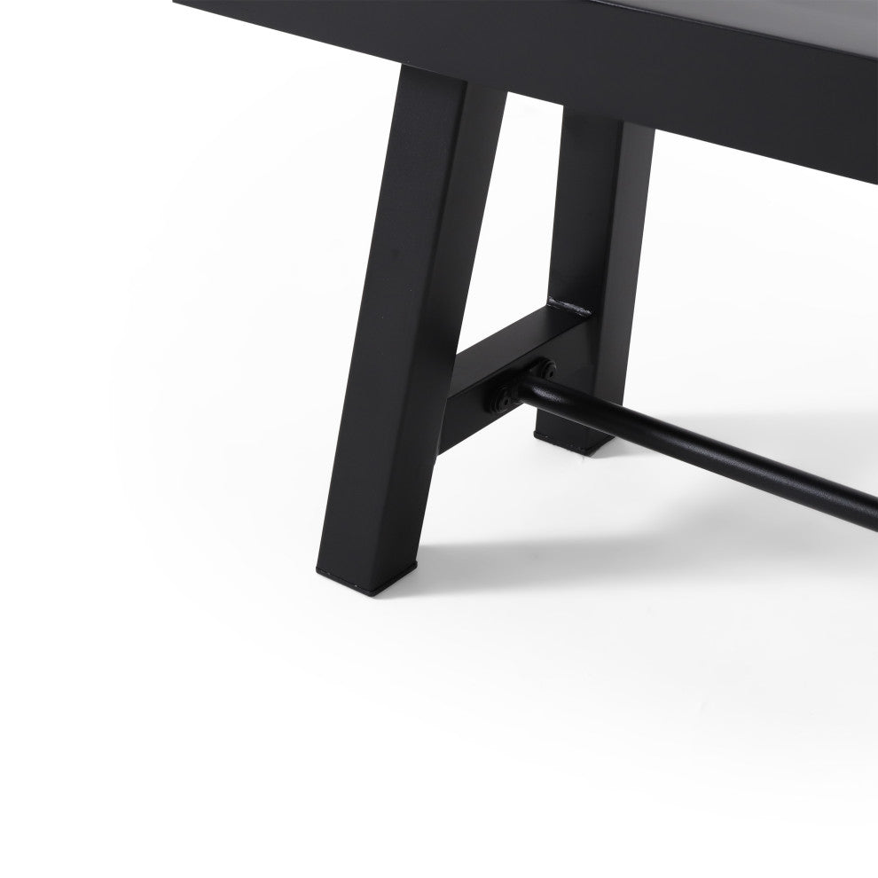 GDF Studio Cana Outdoor Teak Acacia Wood Bench With Rustic Metal Accents, Black
