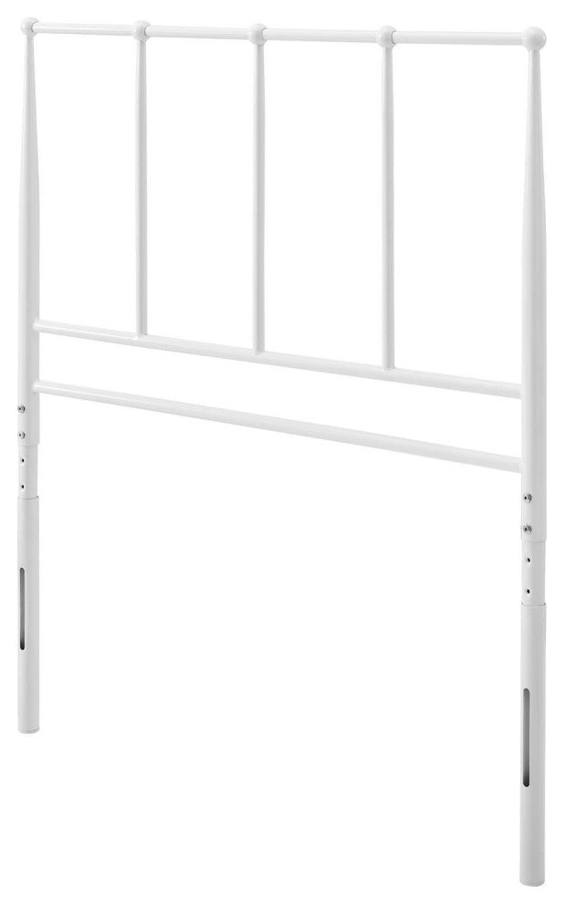 Contemporary Modern Bedroom Twin Size Headbaord, Stainless Steel Metal, White