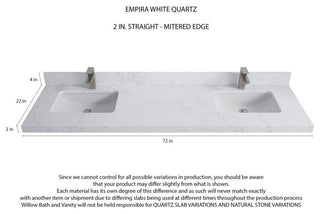 Pasadena 72 Double Sink Bath Vanity in Light Natural Teak 2" Empira White