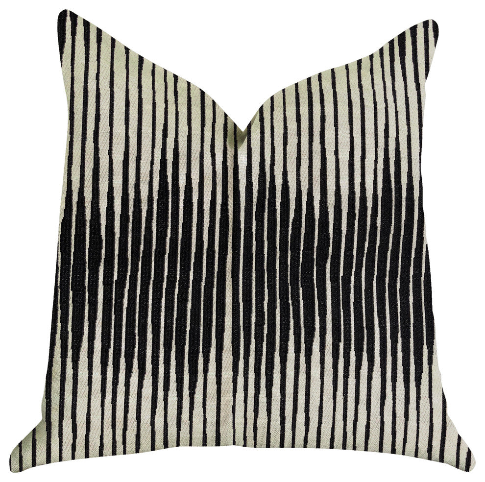 Black Crystal Luxury Throw Pillow in Black and Beige Tones, 20"x30" Queen