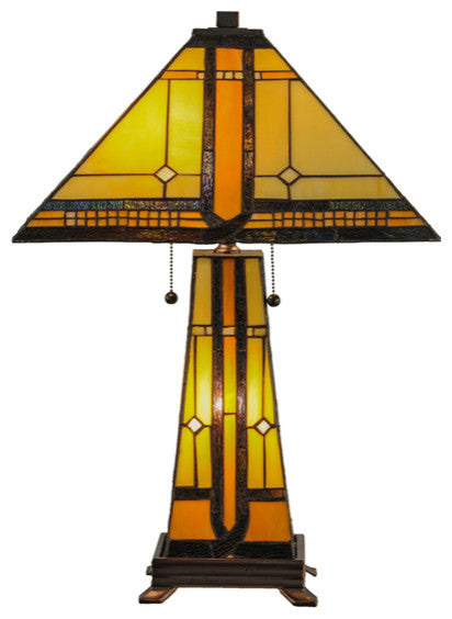 Meyda lighting 50805 25"H Sierra Prairie Mission Lighted Base Table Lamp