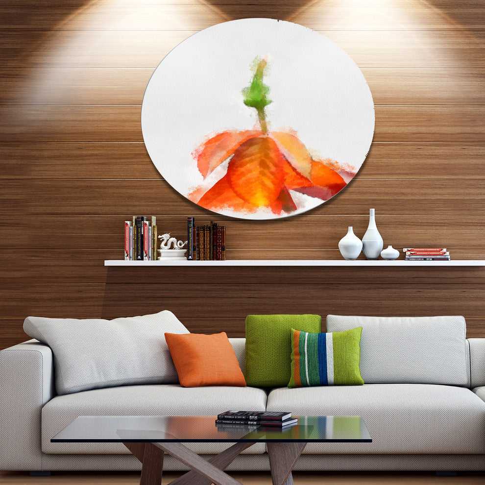 Rose Flower Stem With Shed Petals, Floral Round Wall Art, 36"