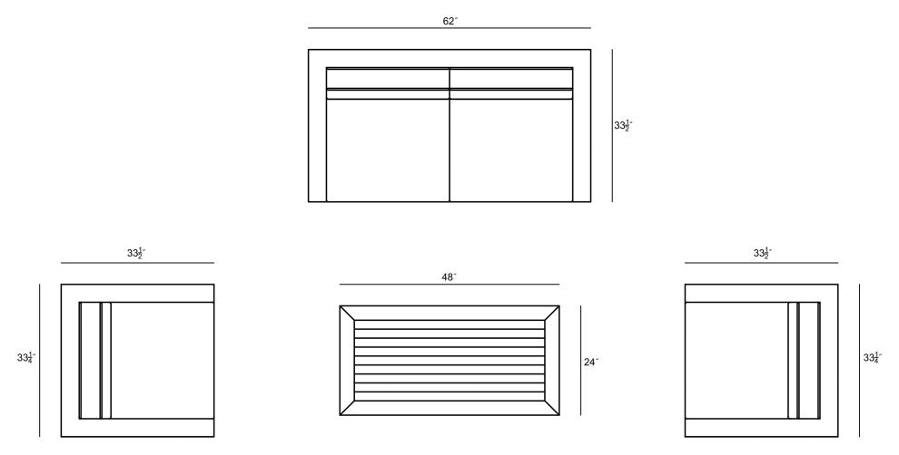 Ando Teak 4 Piece Loveseat Set, Canvas Charcoal