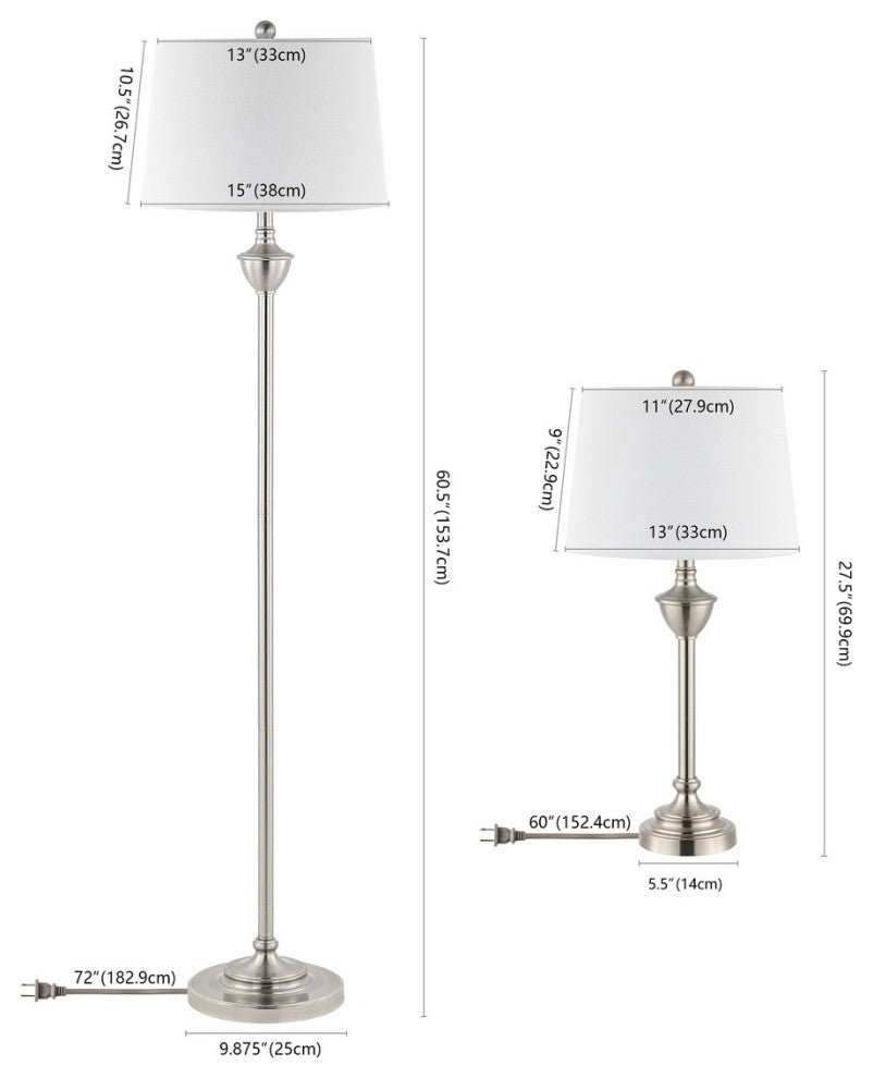 Safavieh Peltier Floor And Table Lamp, Nickle