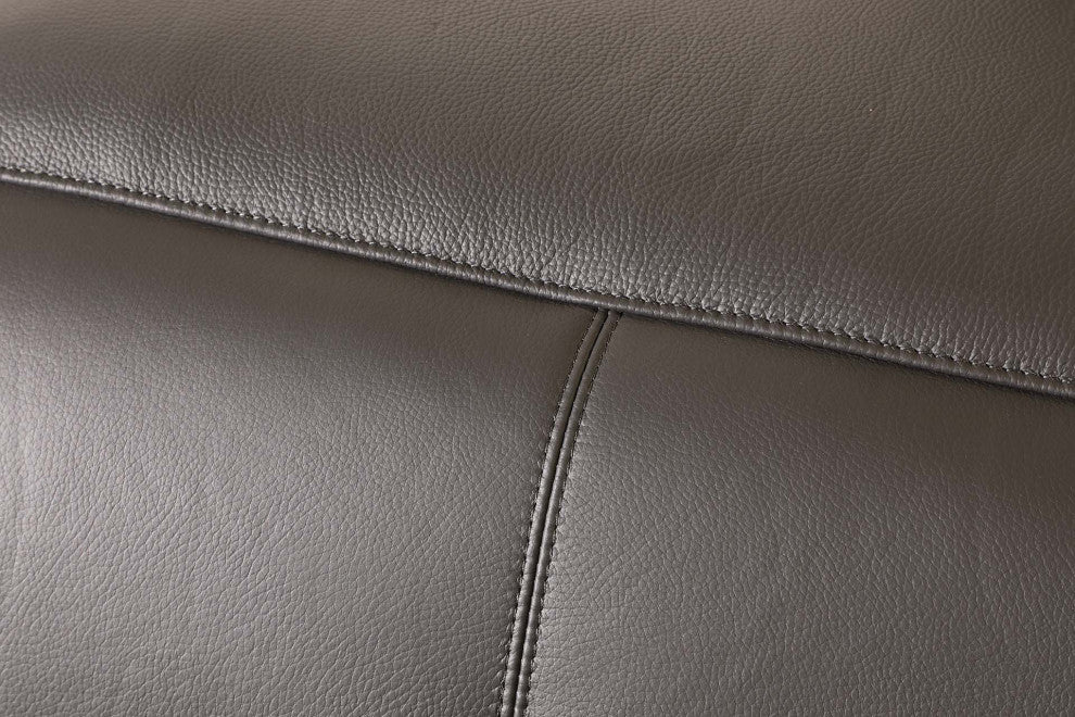 Federico 5-Piece L-Shaped Top Grain Italian Leather Sectional, Dark Grey