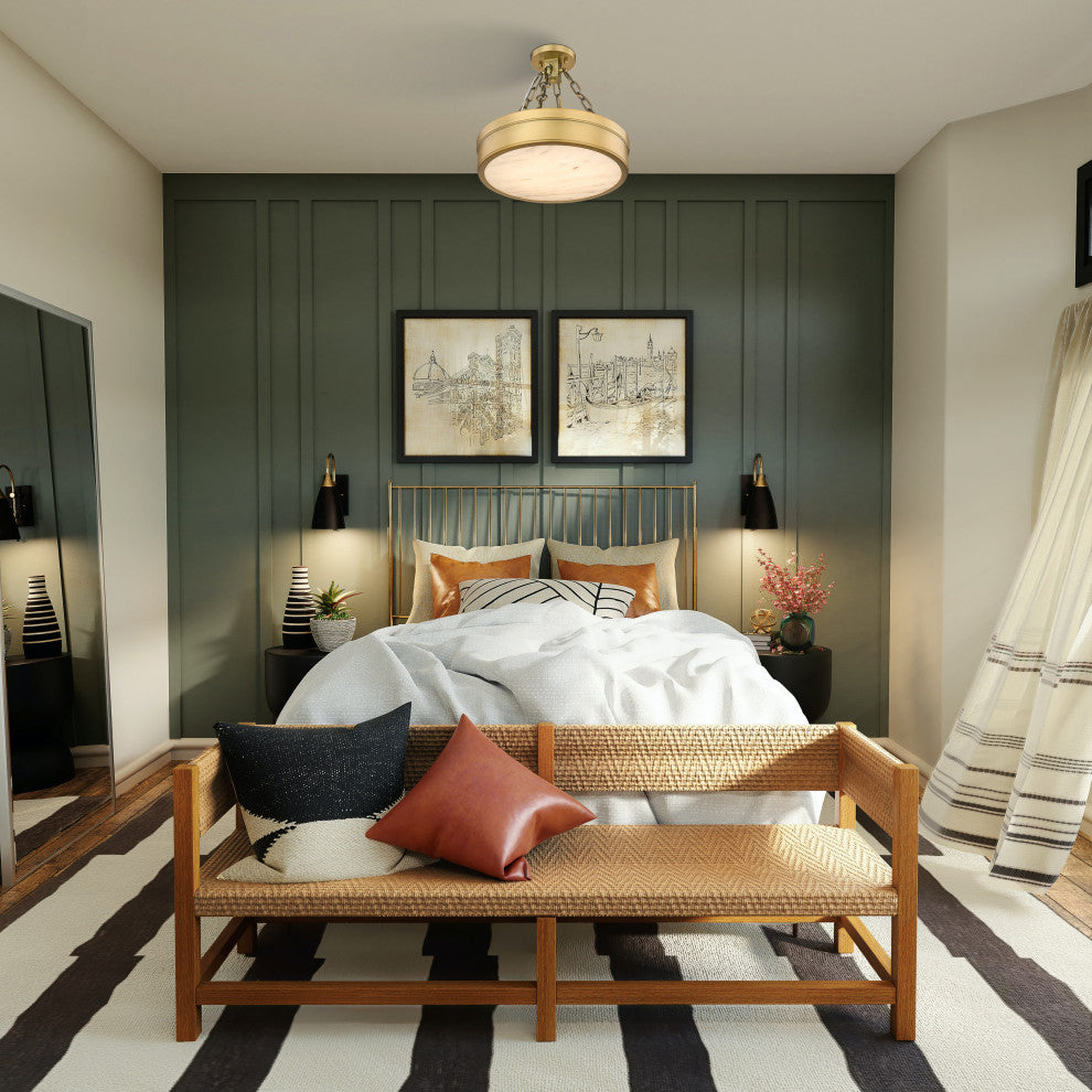 Z-LITE 1-Light Semi Flush, Rubbed Brass