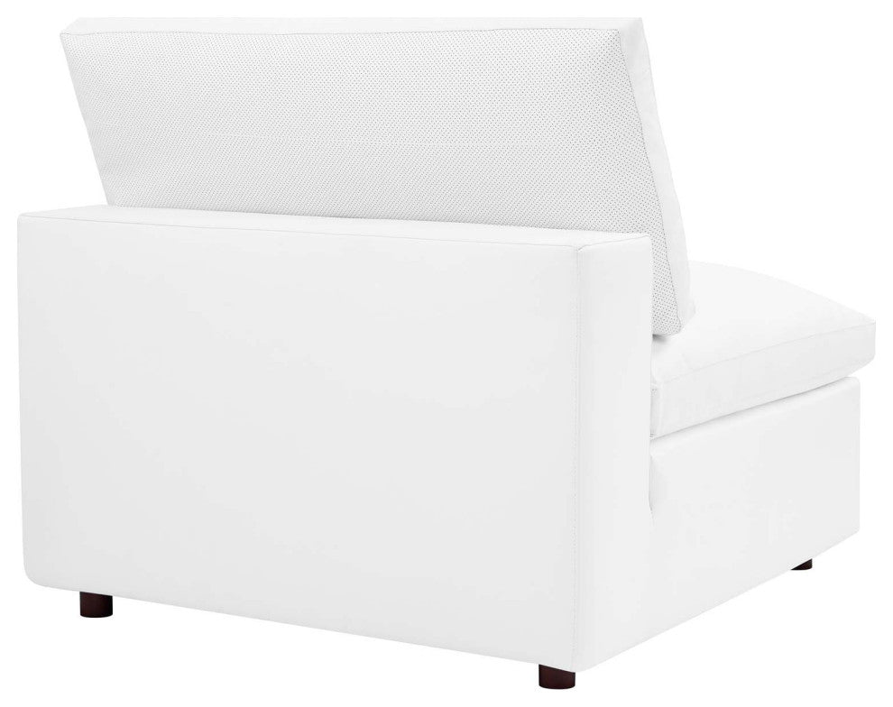 Commix Down Filled Overstuffed Vegan Leather 6-Piece Sectional Sofa - White