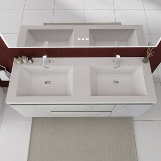 60 inch Wall-Mounted Bathroom Vanity Set with Resin Integrated Sink