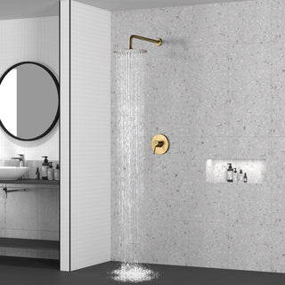 CASAINC 10" Round Wall Mounted Rainfall Luxury Shower System Kit, Brushed Gold