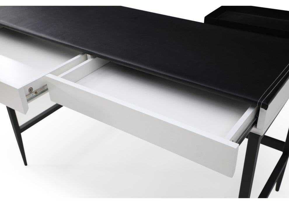 Loft Lyfe Kinzlee Desk, 2 Storage Drawers, Black/White