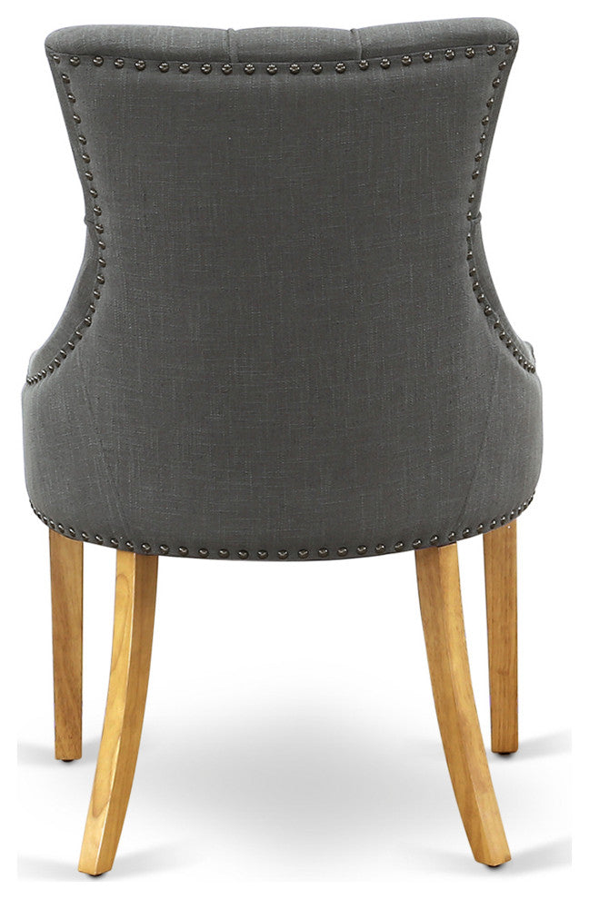 Friona Parson Chair With Oak Leg And Linen Fabric Dark Gotham Grey Set of 2