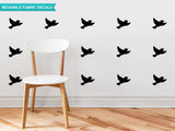 Birds Fabric Wall Decals, Set of 16 Birds, Black