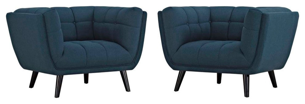 Bestow 2-Piece Upholstered Fabric Armchair Set Blue