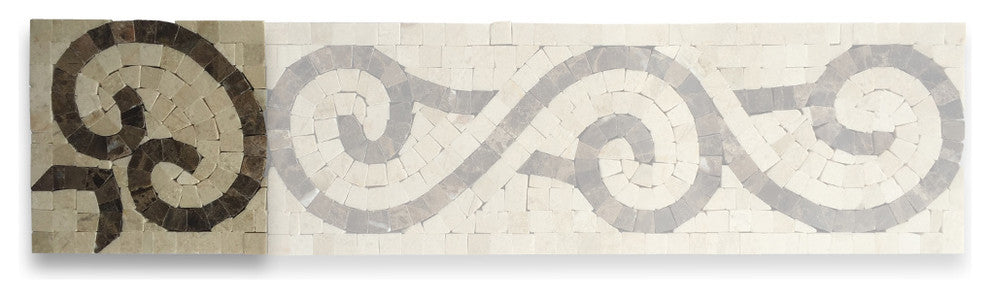 Marble Mosaic Border Bathroom Decorative Tile Vine Crema 4x4 Polished, 1 piece