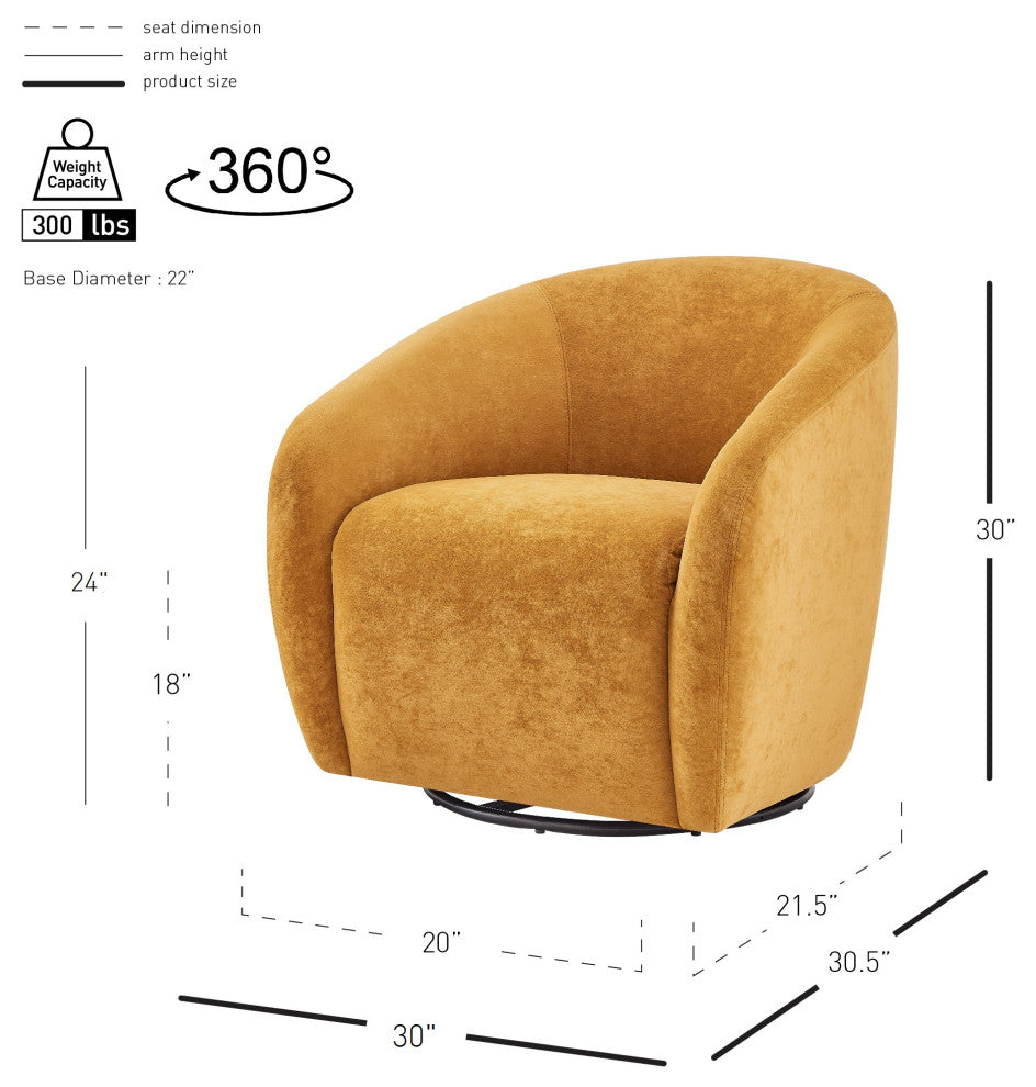 Regina Velvet Swivel Accent Arm Chair, Dainty Caramel