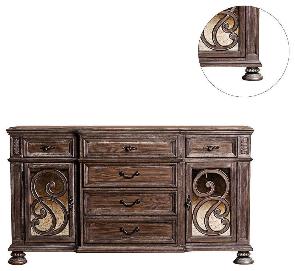 Rustic Natural Tone Dining Room Server, Rustic Natural Tone