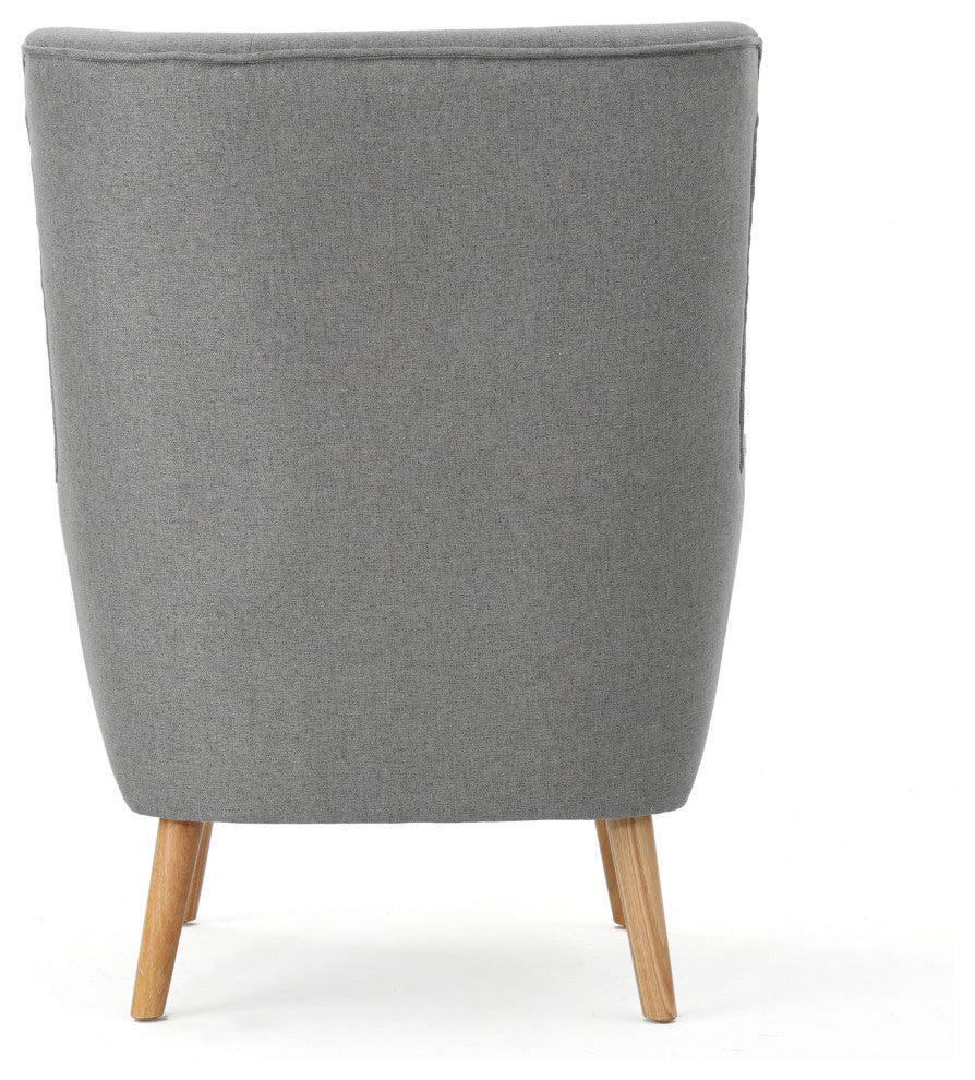 GDF Studio Temescal Mid Century Modern Dark Teal Fabric Club Chair, Gray