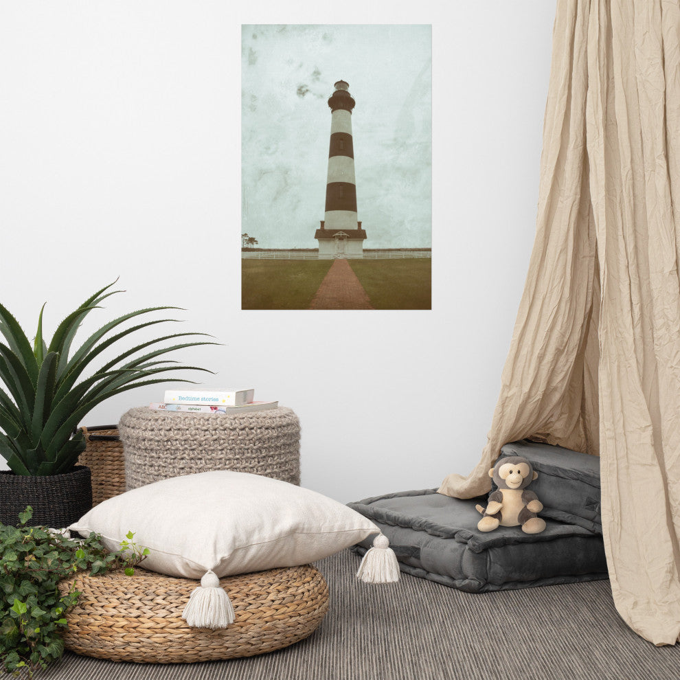 Coastal Wall Art: Bodie Lighthouse Landscape Photo Unframed Print, 24" X 36"