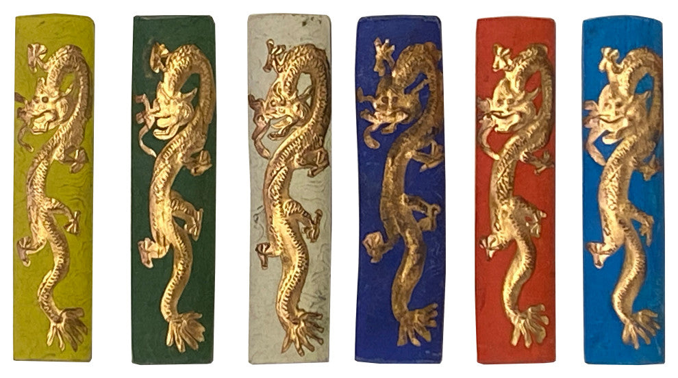 Chinese Calligraphic Multi Color Ink Sticks With Golden Color Dragon Hws3151