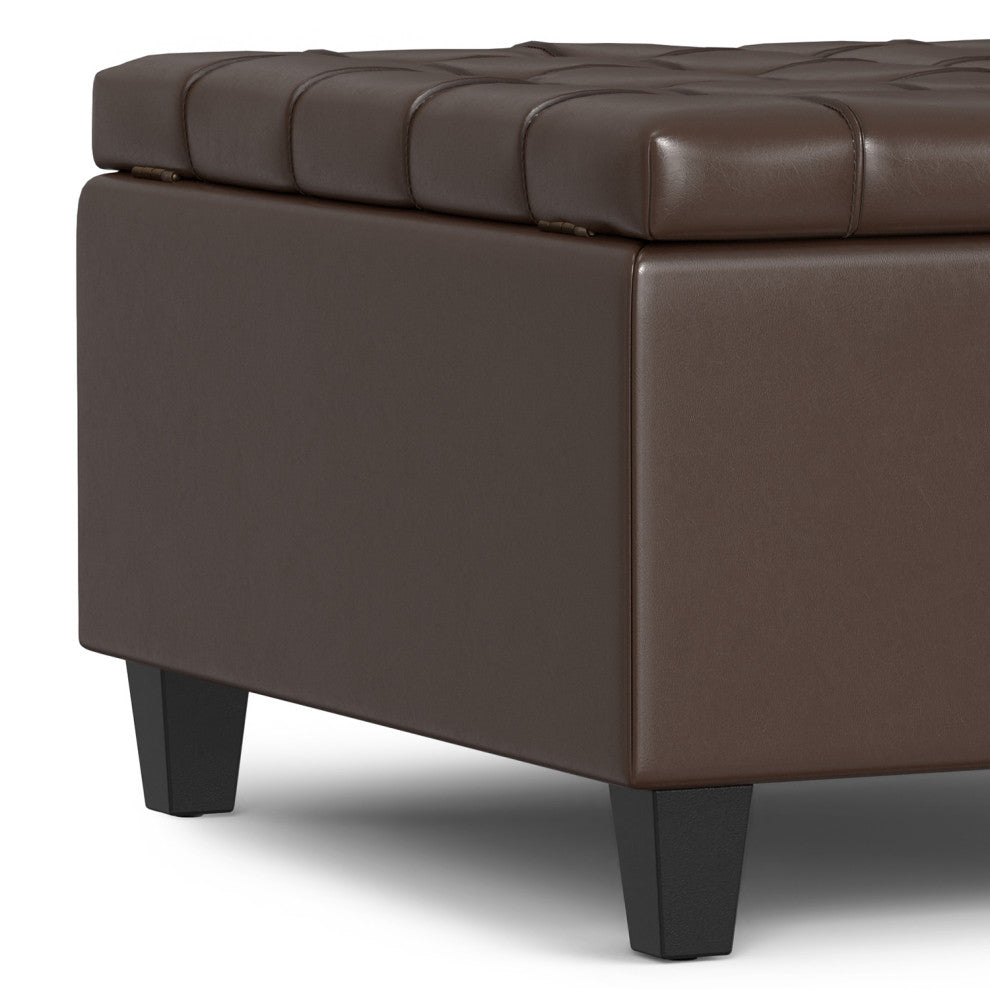 Harrison Small Square Coffee Table Storage Ottoman, Chocolate Brown