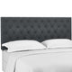 Helena Tufted King and California King Upholstered Linen Fabric Headboard Gray