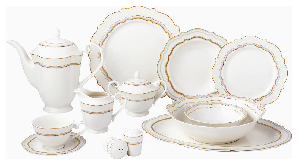 Lorren Home Trends 57 Piece Bone China, Charlotte, Service for 8