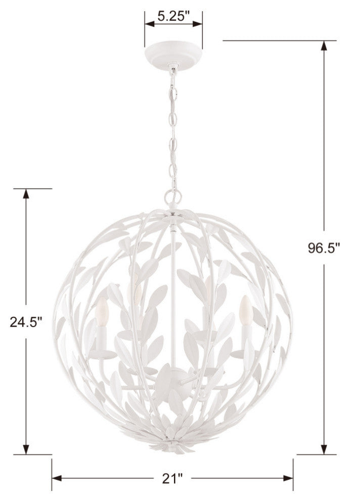 Broche 6 Light Matte White Chandelier